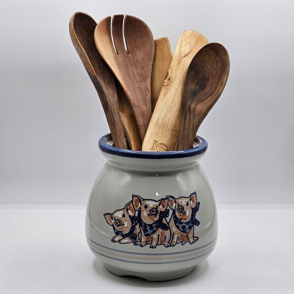 Louisville Stoneware Vintage Canister Crock Precious Pigs Farmhouse Decor - Picture 2 of 8